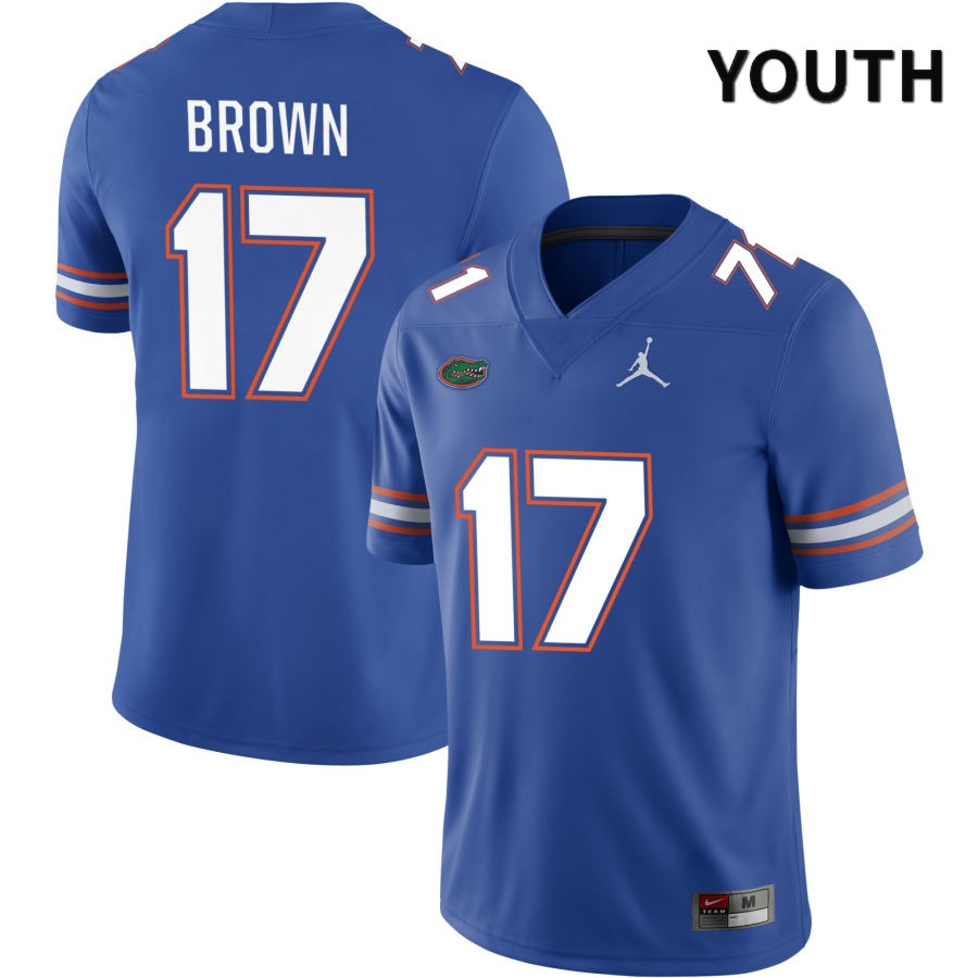 NCAA Florida Gators Max Brown Youth #17 Jordan Brand Royal 2022 NIL Stitched Authentic College Football Jersey VOG8864DA